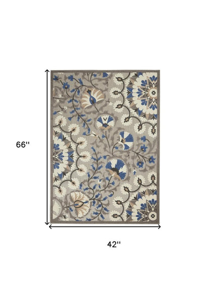 8' X 11' Blue And Gray Indoor Outdoor Area Rug