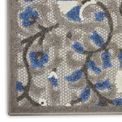 3' X 4' Blue And Gray Indoor Outdoor Area Rug