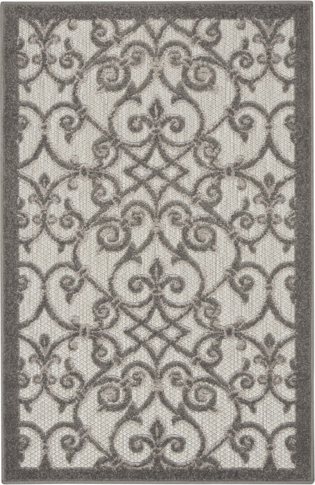 5' X 8' Gray Floral Indoor Outdoor Area Rug