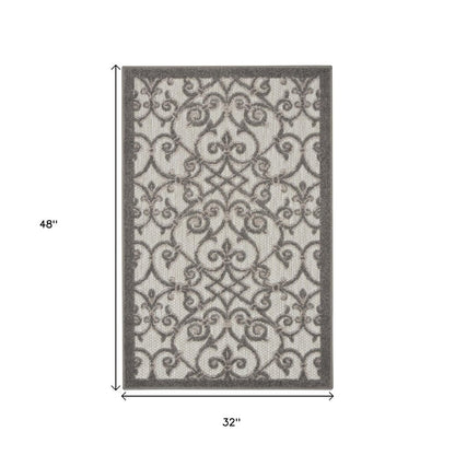 3' X 4' Gray Indoor Outdoor Area Rug