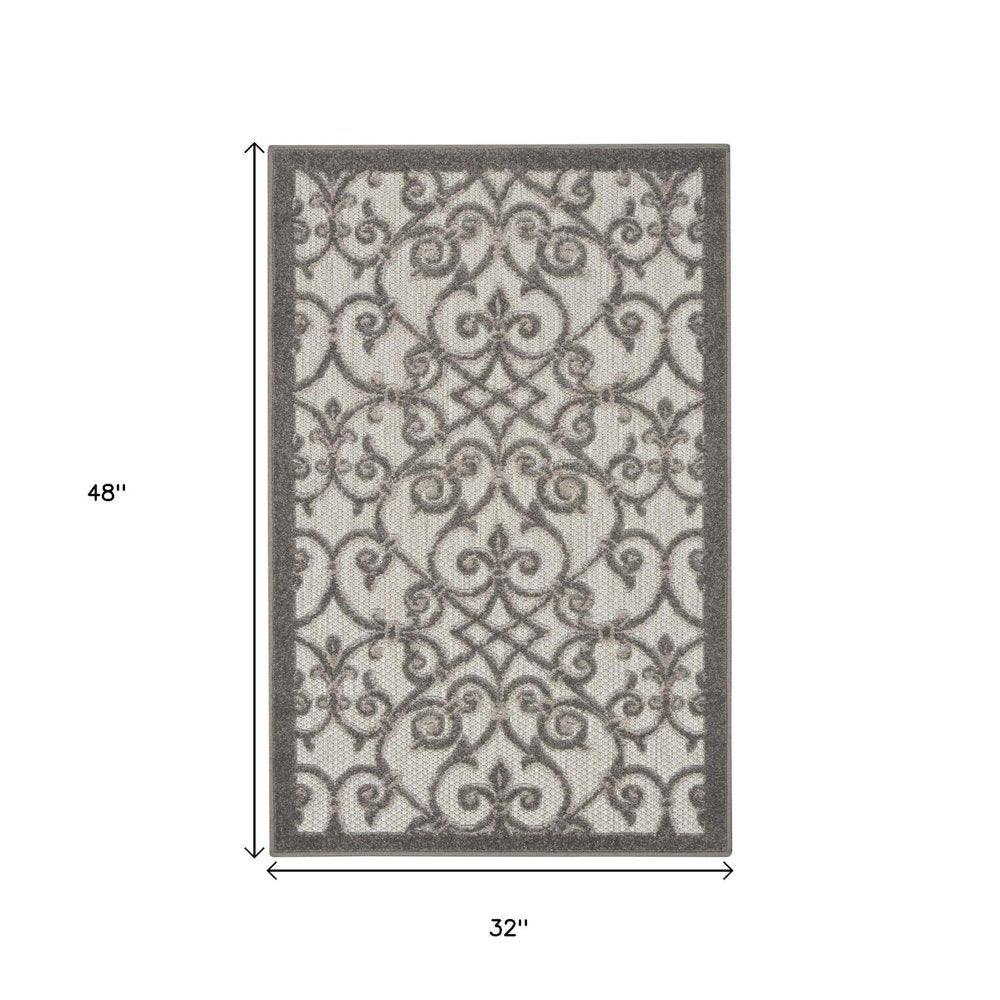 3' X 4' Gray Indoor Outdoor Area Rug