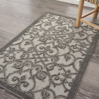 3' X 4' Gray Indoor Outdoor Area Rug