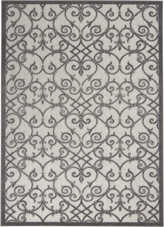 4' X 6' Gray Floral Indoor Outdoor Area Rug