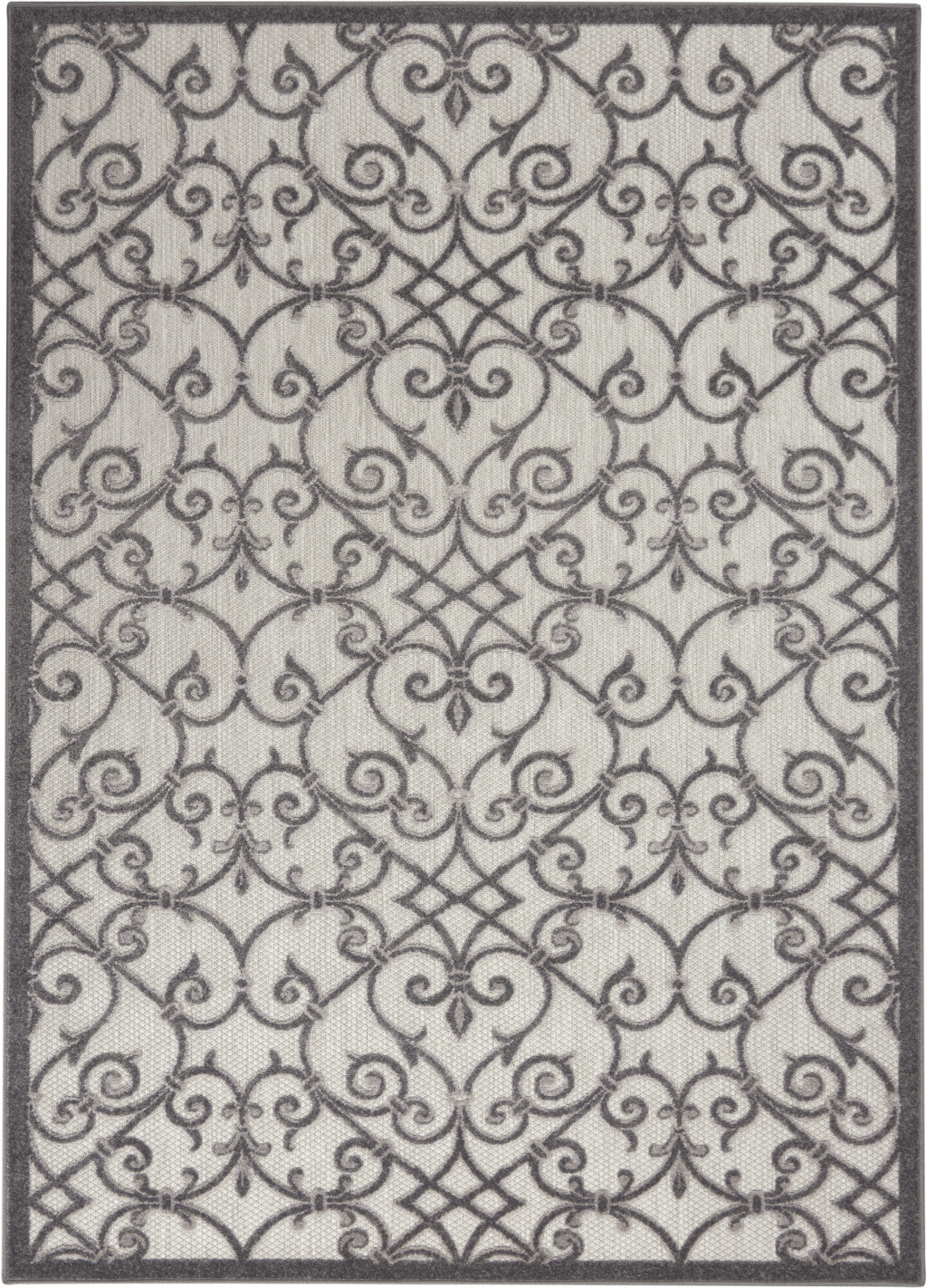 5' X 8' Gray Floral Indoor Outdoor Area Rug