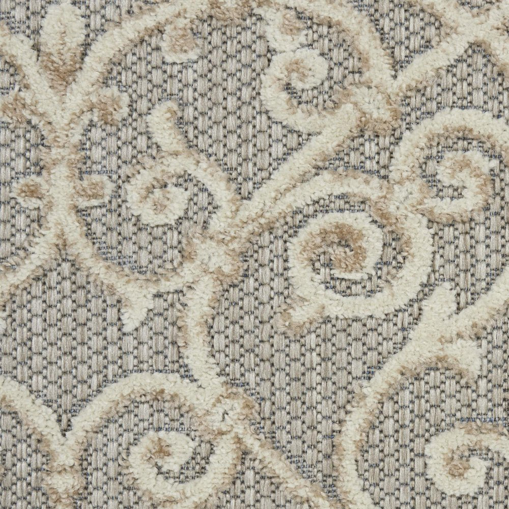 6' Gray And Ivory Indoor Outdoor Area Rug