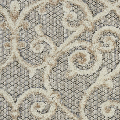 6' Gray And Ivory Indoor Outdoor Area Rug