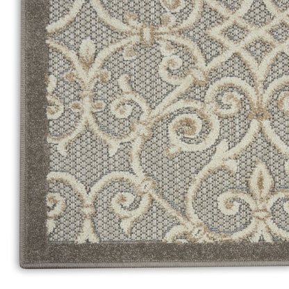 6' Gray And Ivory Indoor Outdoor Area Rug