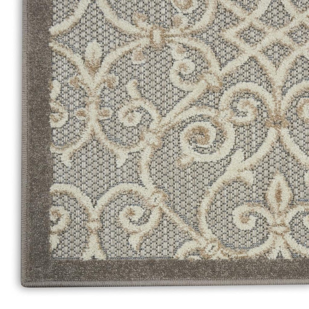 6' Gray And Ivory Indoor Outdoor Area Rug