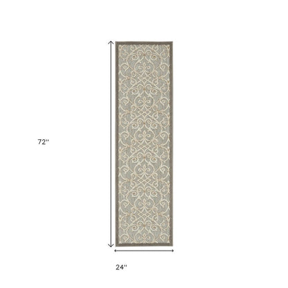 6' Gray And Ivory Indoor Outdoor Area Rug