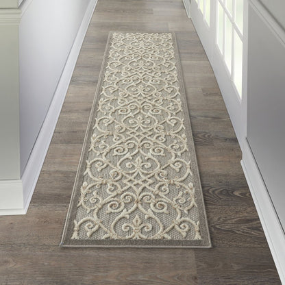 6' Gray And Ivory Indoor Outdoor Area Rug