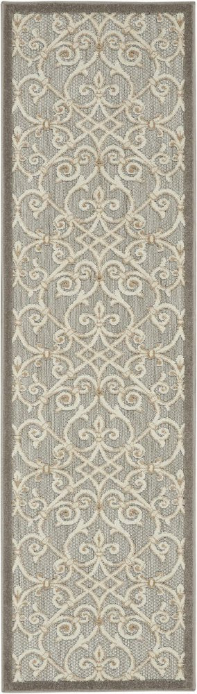 10' Gray And Ivory Indoor Outdoor Area Rug