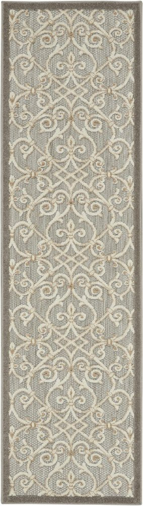 10' Gray And Ivory Indoor Outdoor Area Rug