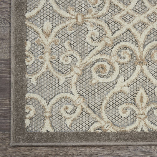 4' X 6' Gray And Ivory Indoor Outdoor Area Rug