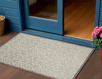 5' X 8' Gray And Ivory Indoor Outdoor Area Rug