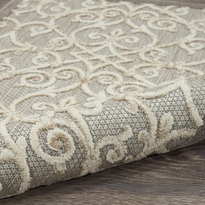 5' X 8' Gray And Ivory Indoor Outdoor Area Rug