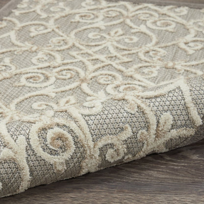 5' X 8' Gray And Ivory Indoor Outdoor Area Rug