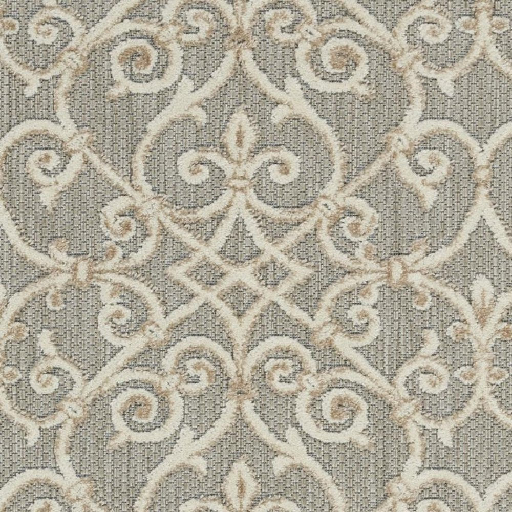 5' X 8' Gray And Ivory Indoor Outdoor Area Rug