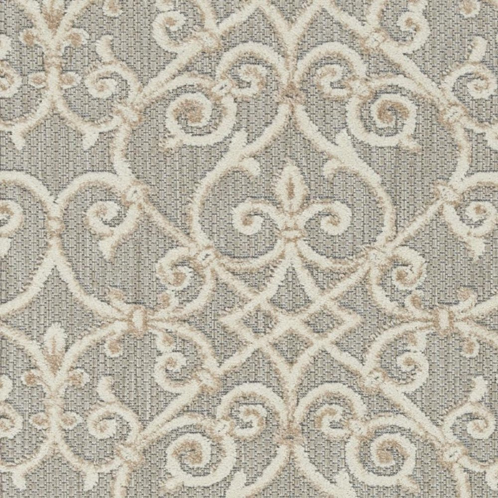5' X 8' Gray And Ivory Indoor Outdoor Area Rug