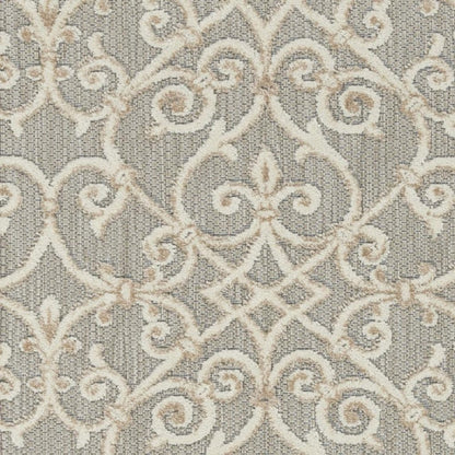 5' X 8' Gray And Ivory Indoor Outdoor Area Rug