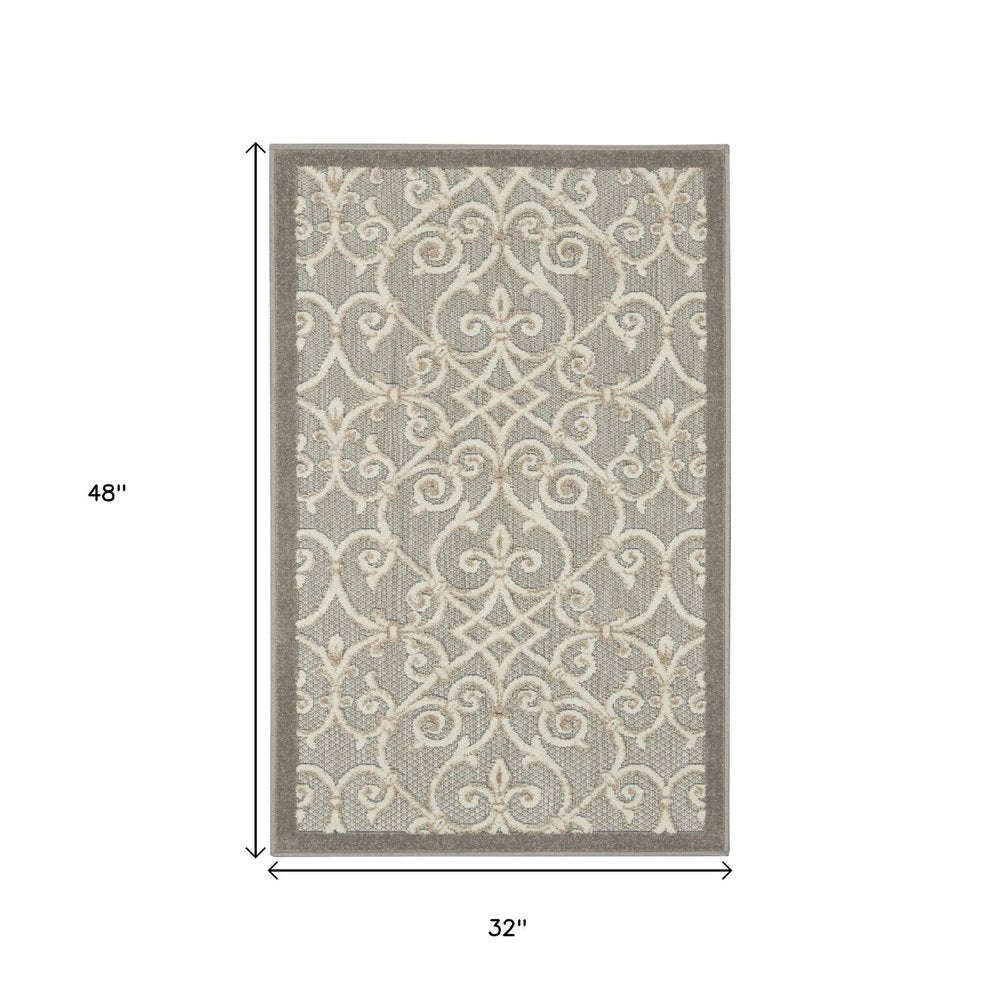 8' X 11' Gray And Ivory Indoor Outdoor Area Rug