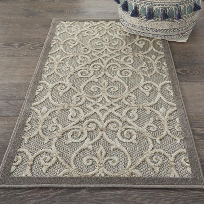 5' X 8' Gray And Ivory Indoor Outdoor Area Rug