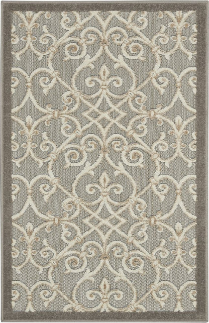 4' X 6' Gray And Ivory Indoor Outdoor Area Rug