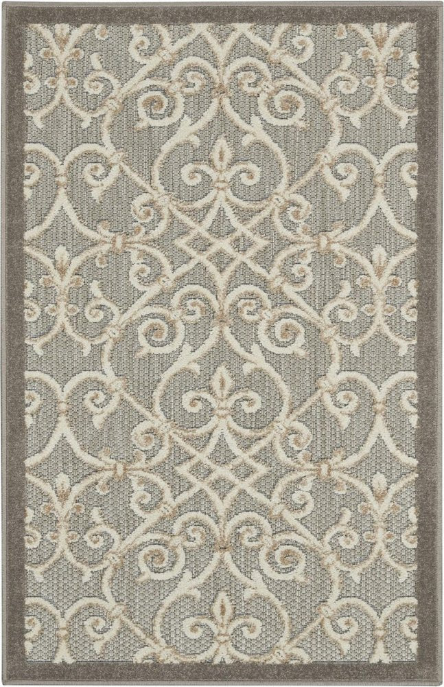 4' X 6' Gray And Ivory Indoor Outdoor Area Rug