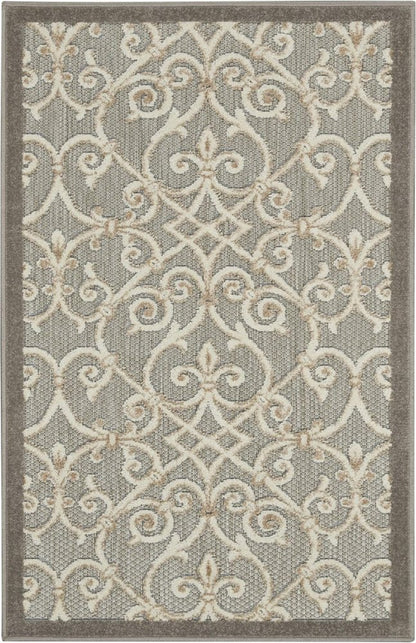 4' X 6' Gray And Ivory Indoor Outdoor Area Rug
