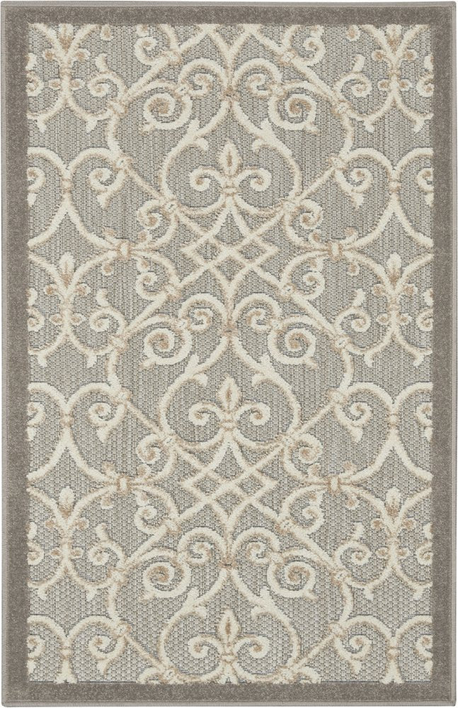 5' X 8' Gray And Ivory Indoor Outdoor Area Rug