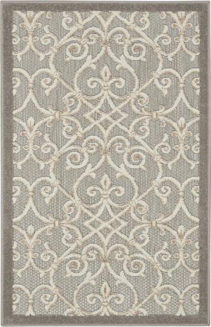 4' X 6' Gray And Ivory Indoor Outdoor Area Rug