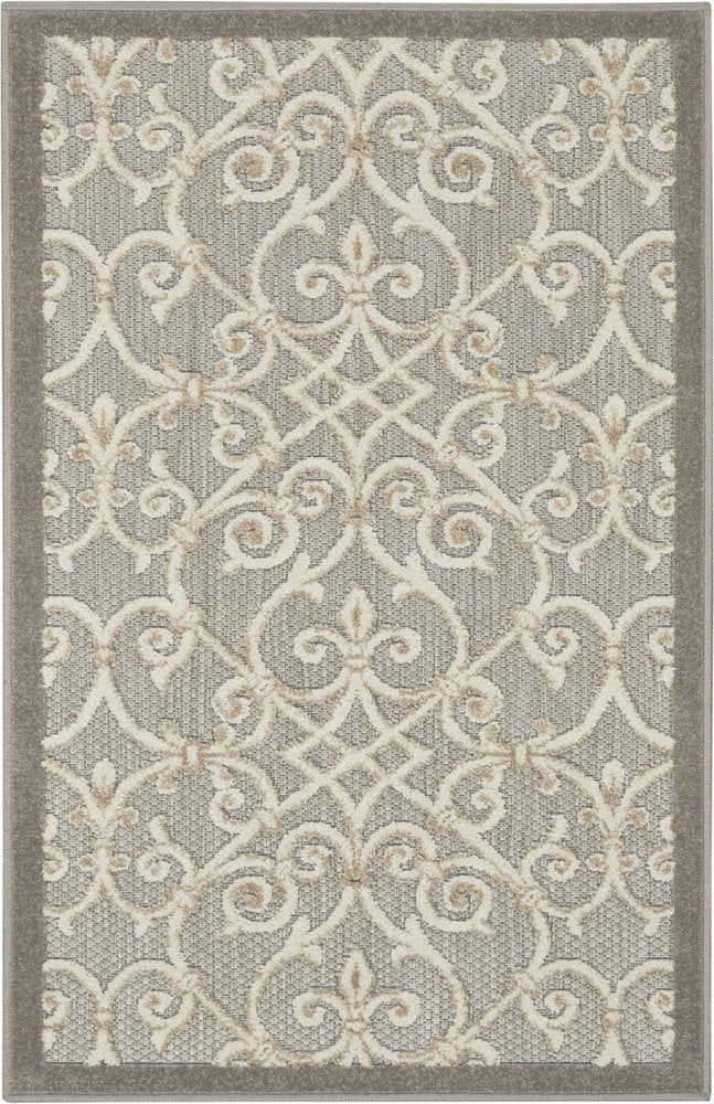 4' X 6' Gray And Ivory Indoor Outdoor Area Rug
