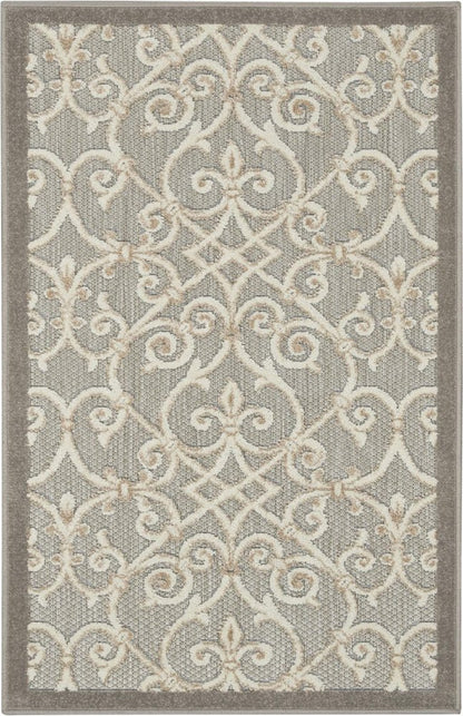 4' X 6' Gray And Ivory Indoor Outdoor Area Rug