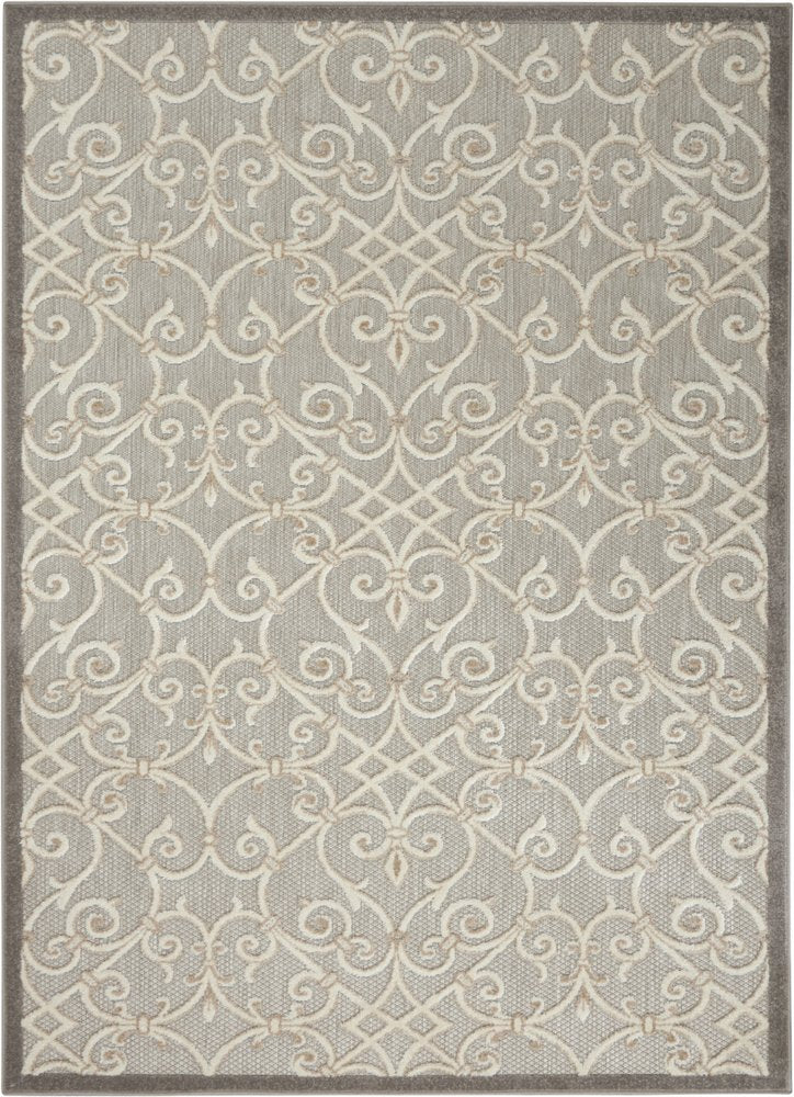 5' X 8' Gray And Ivory Indoor Outdoor Area Rug