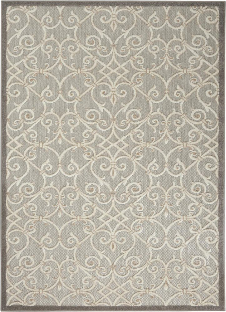 5' X 8' Gray And Ivory Indoor Outdoor Area Rug