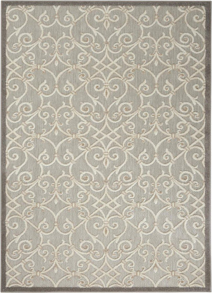 5' X 8' Gray And Ivory Indoor Outdoor Area Rug