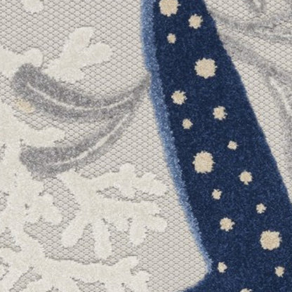 4' Blue And Gray Round Indoor Outdoor Area Rug