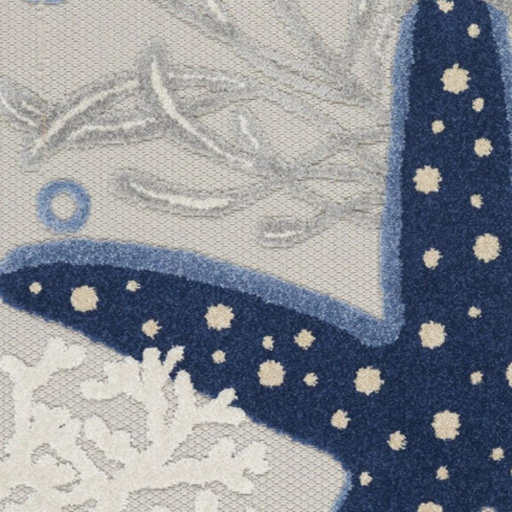 5' Blue And Gray Round Indoor Outdoor Area Rug