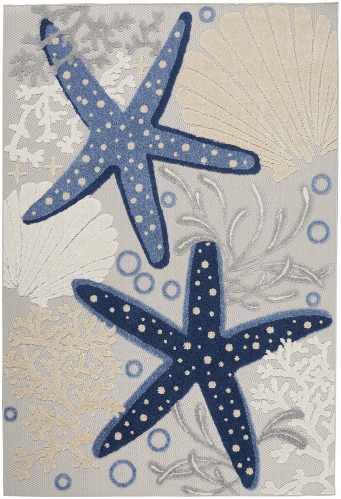 5' X 8' Blue And Gray Indoor Outdoor Area Rug