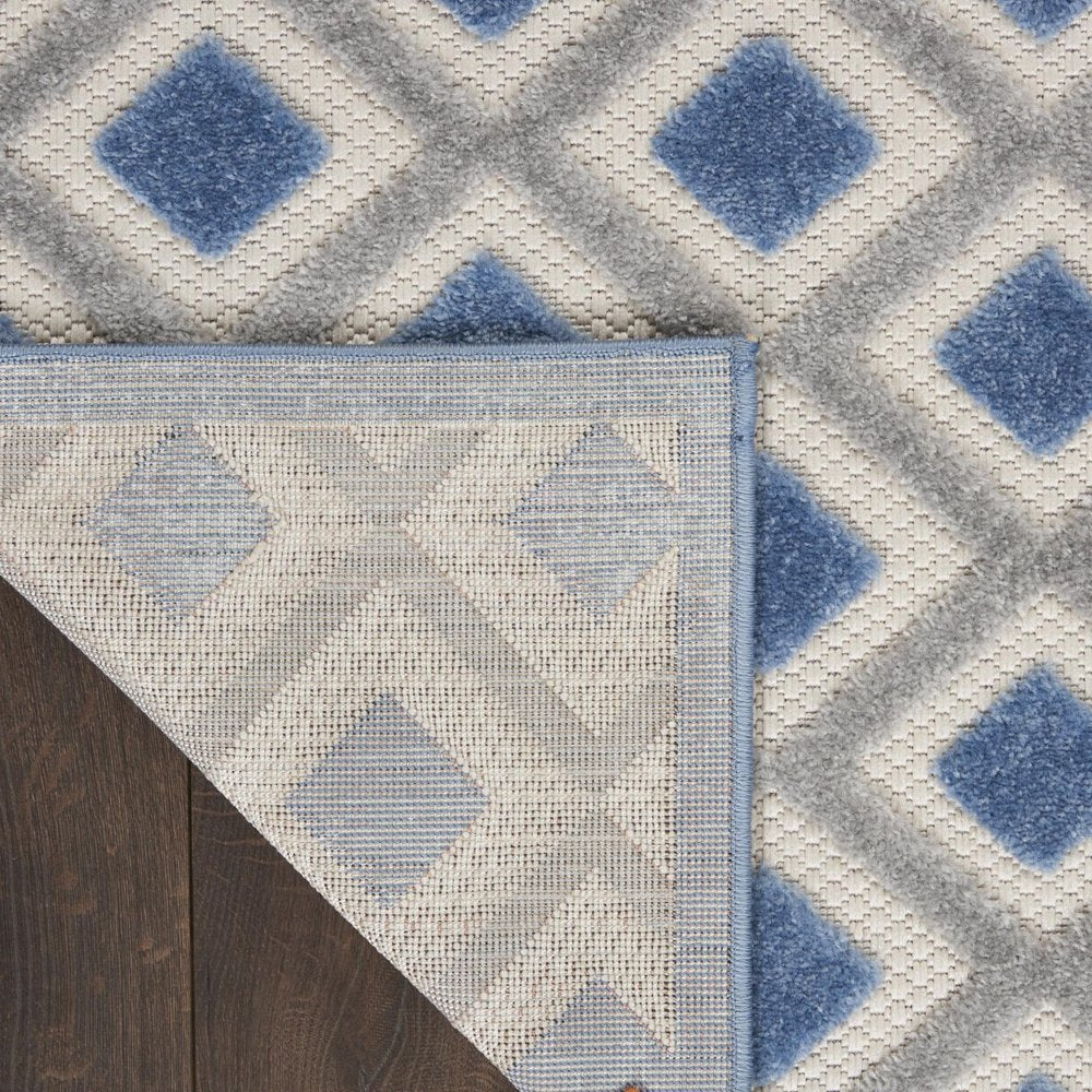 5' Blue And Gray Round Indoor Outdoor Area Rug