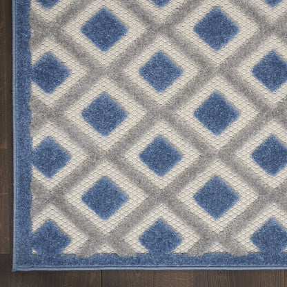 4' X 6' Blue And Gray Indoor Outdoor Area Rug
