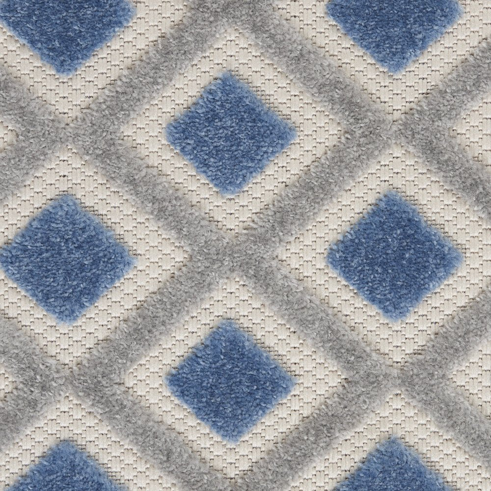 6' X 9' Blue And Gray Indoor Outdoor Area Rug