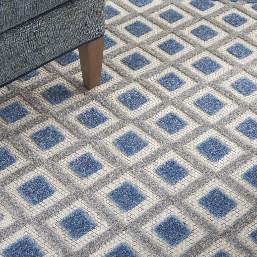 6' X 9' Blue And Gray Geometric Indoor Outdoor Area Rug