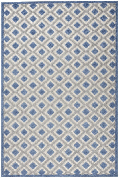 6' X 9' Blue And Gray Indoor Outdoor Area Rug