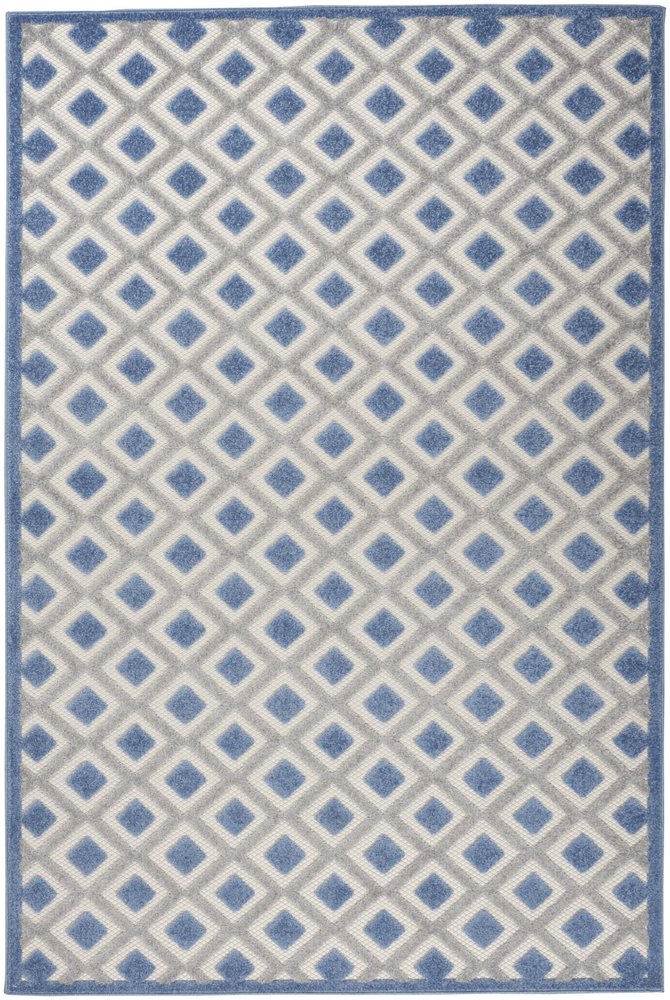4' X 6' Blue And Gray Indoor Outdoor Area Rug