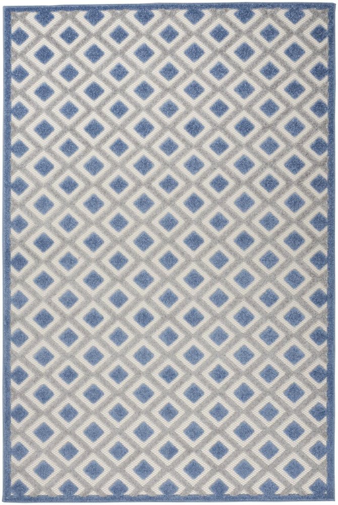 6' X 9' Blue And Gray Indoor Outdoor Area Rug