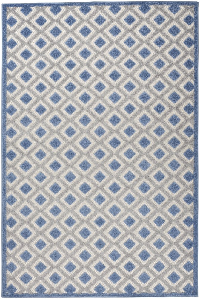 4' X 6' Blue And Gray Indoor Outdoor Area Rug