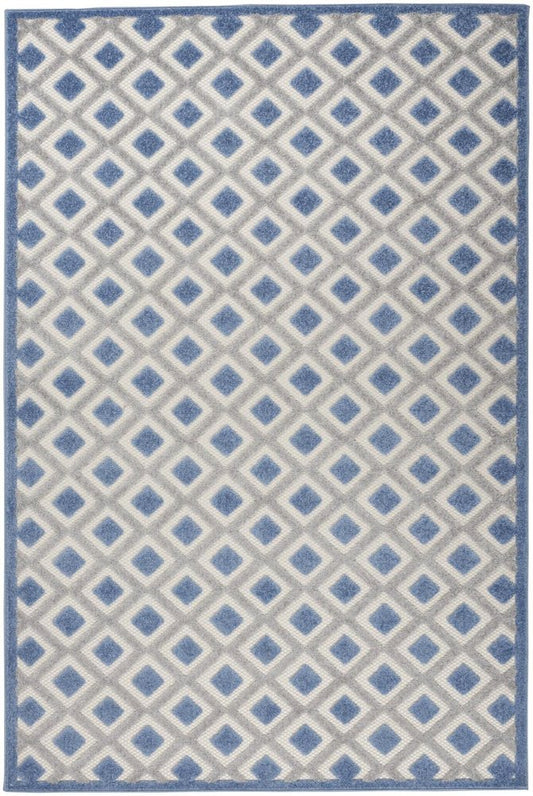 4' X 6' Blue And Gray Indoor Outdoor Area Rug