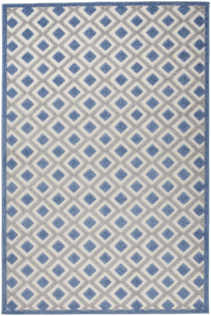 6' X 9' Blue And Gray Indoor Outdoor Area Rug