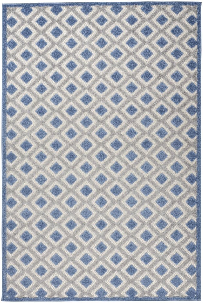 6' X 9' Blue And Gray Indoor Outdoor Area Rug