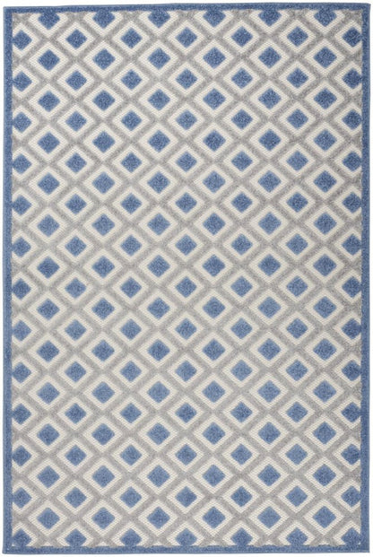 6' X 9' Blue And Gray Indoor Outdoor Area Rug